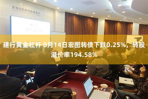 建行黄金杠杆 8月14日宏图转债下跌0.25%，转股溢价率194.58%